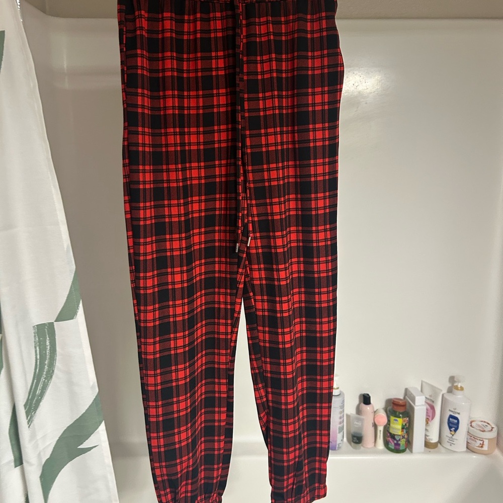 Main Strip Red and Black Plaid Joggers